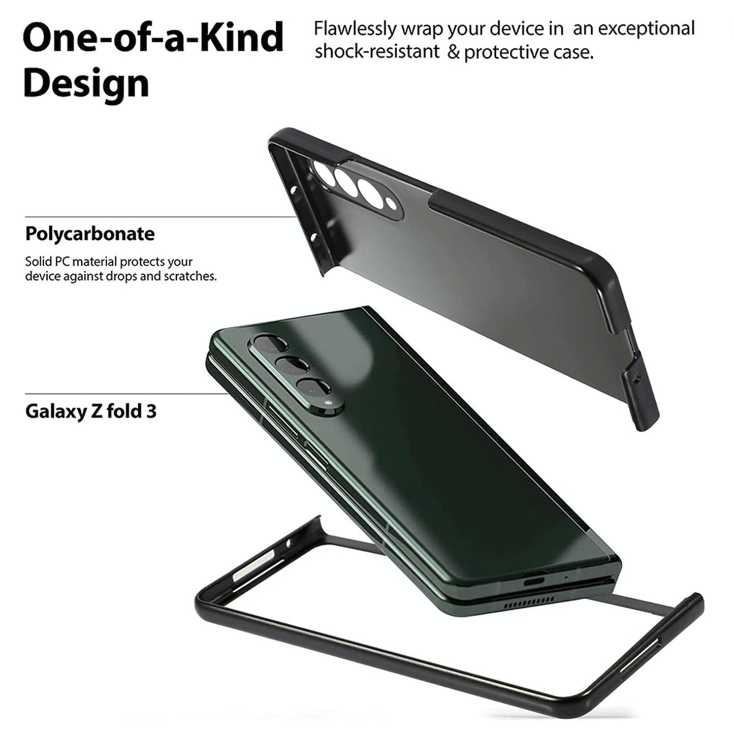 Foldable Metal-look Phone Case for Samsung Galaxy z Fold 4 - Green