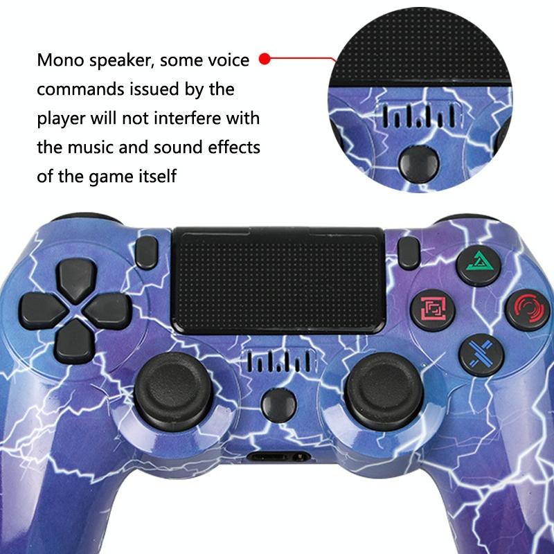 Wireless Bluetooth Game Controller for Ps4 with Dual Vibration and Light Strip - Blue