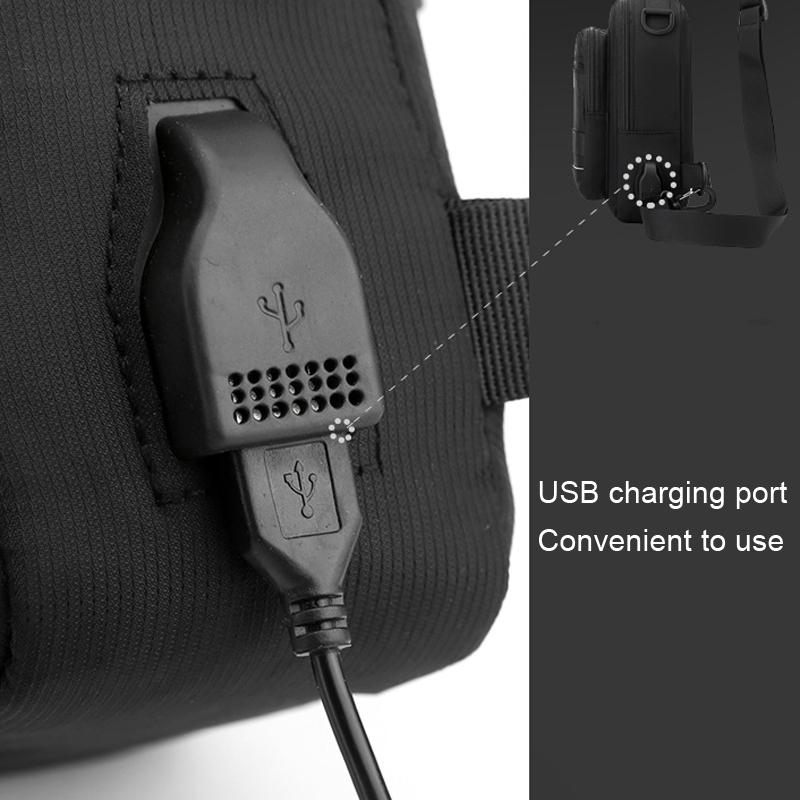 USB Chest Outdoor Shoulder Messenger Bag For Men With Charging Port - Dark Green
