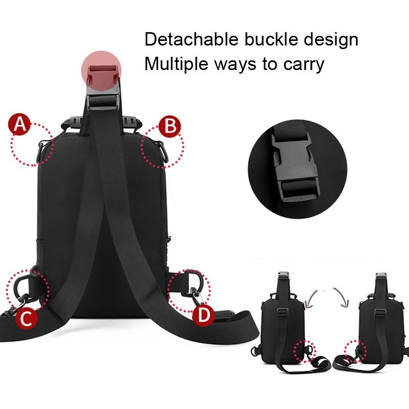 USB Chest Outdoor Shoulder Messenger Bag For Men With Charging Port - Dark Green
