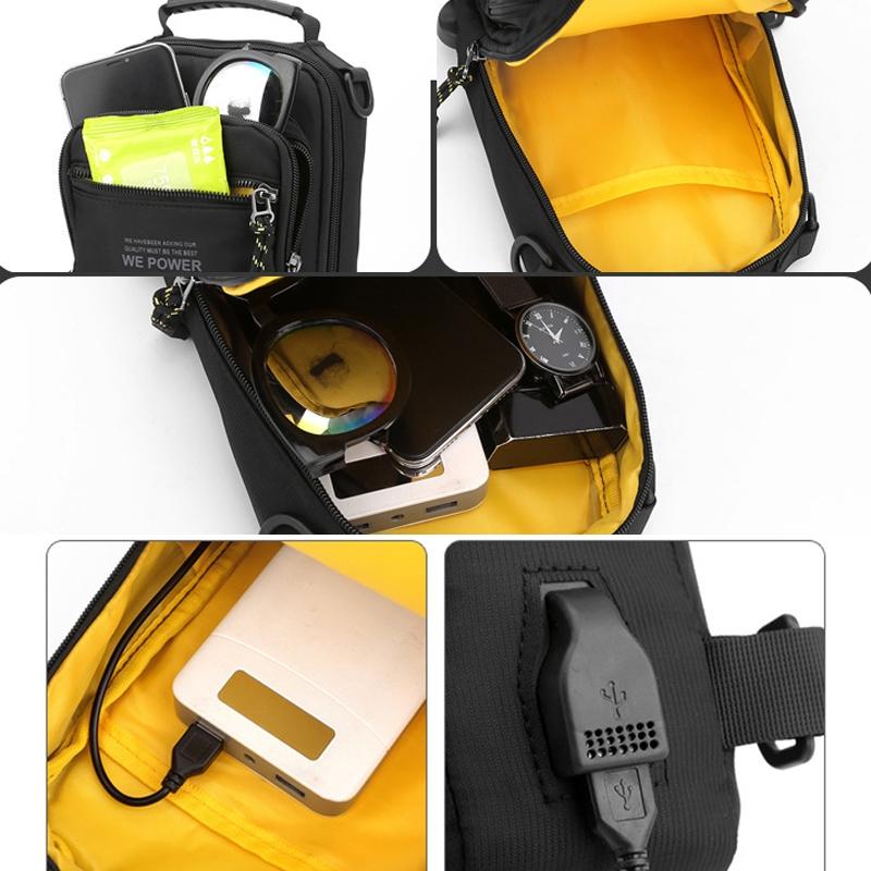 USB Chest Outdoor Shoulder Messenger Bag For Men With Charging Port - Dark Green