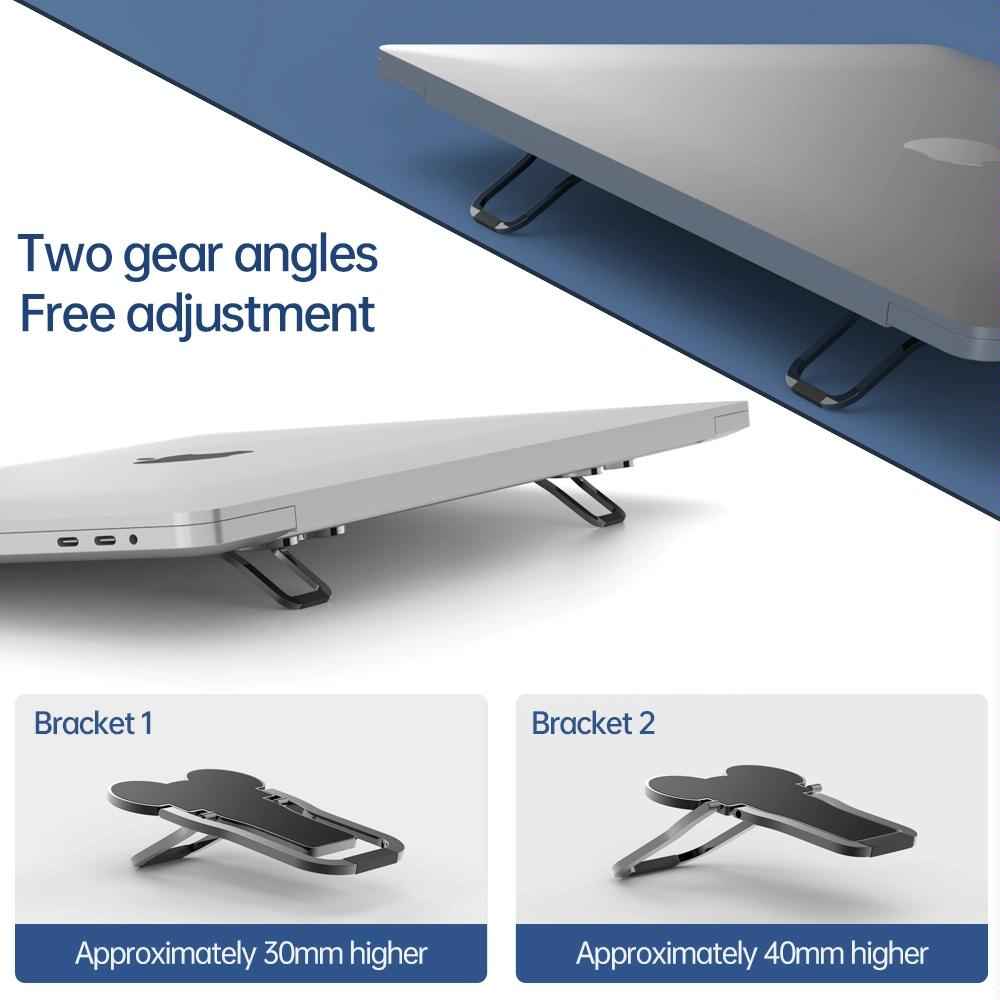 Foldable Metal Laptop Stand - Set of 2 - Silver