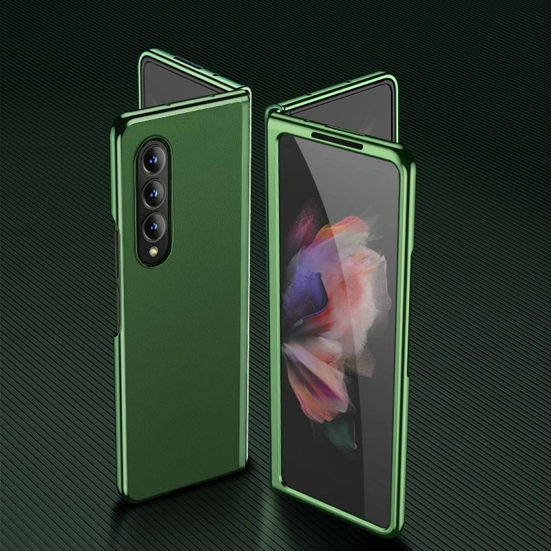 For Samsung Galaxy Z Fold4 5G Leather Plated Phone Cover - Rose Gold