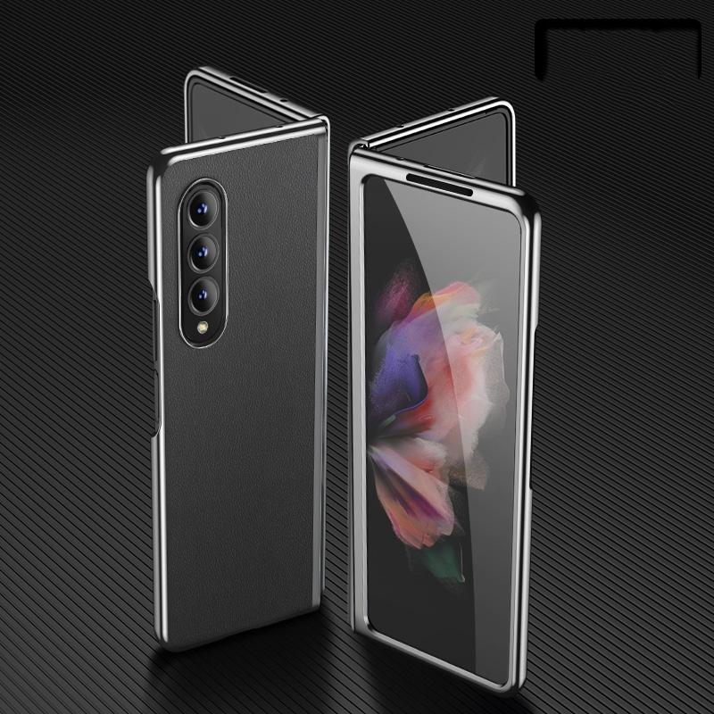 For Samsung Galaxy Z Fold4 5G Leather Plated Phone Cover - Rose Gold