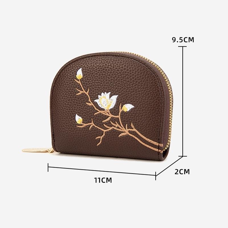 Large Capacity Semicircular Embroidery Id Card Holder - Green