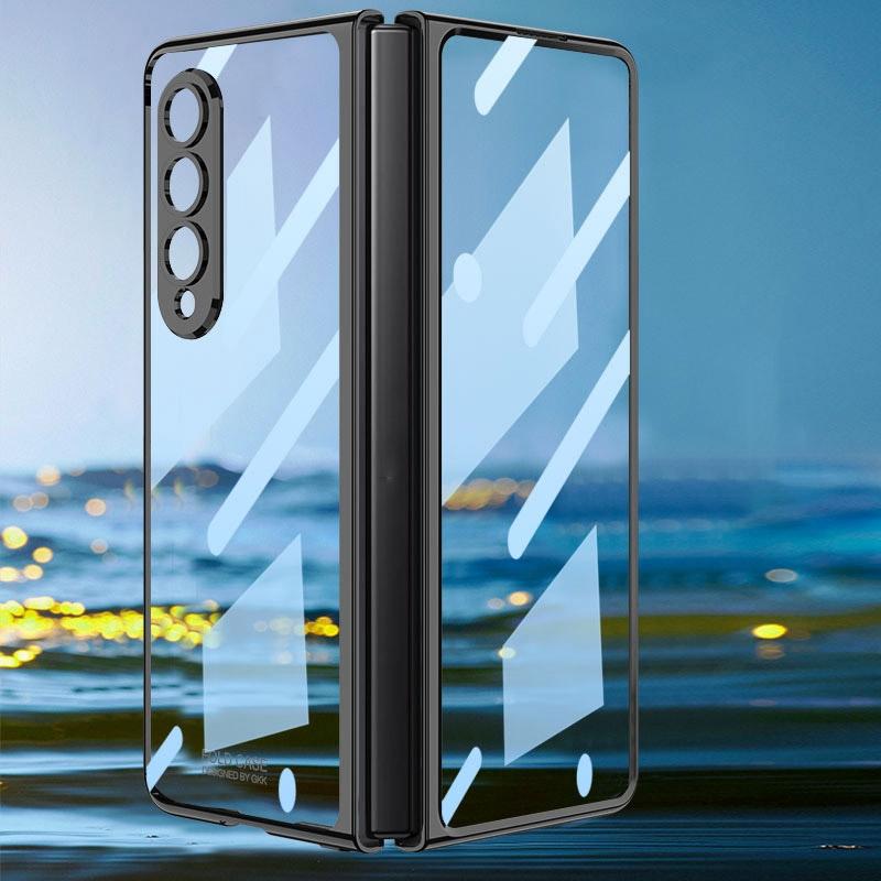 Full Coverage Electroplated Glass Case for Samsung Galaxy z Fold 4 - Silver