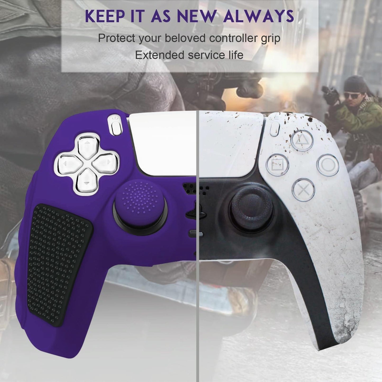 Silicone Gamepad Cover for Sony Ps5 - no Rocker Caps - Blue Black