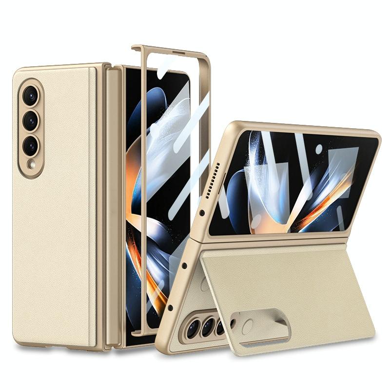 Foldable Leather Case with Stand for Samsung Galaxy z Fold 4 - Ultra Thin - Wine Red