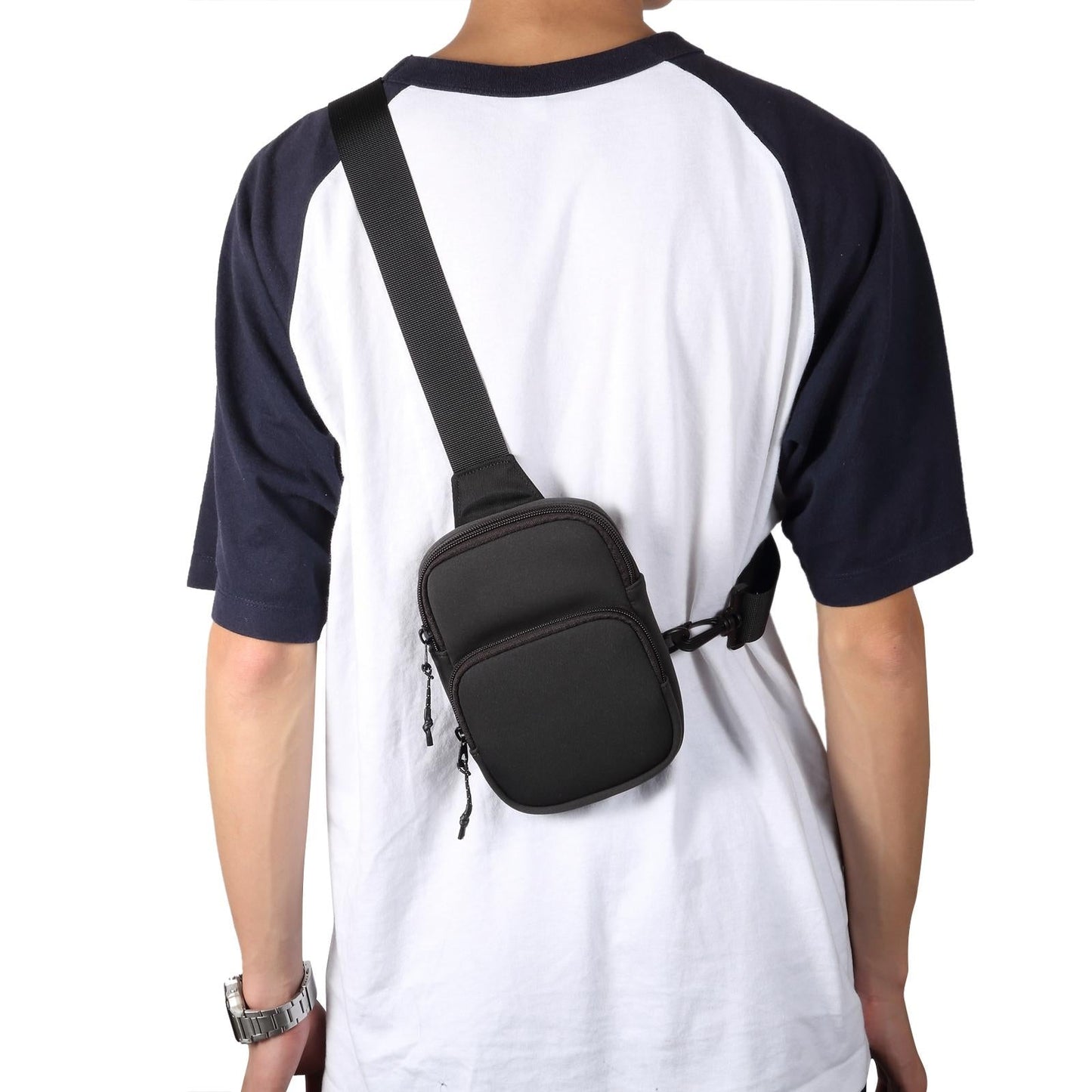 Universal Nylon Chest Bag For 5.5 Inch -7.2 Inch Phones Fashionable And Functional - Black