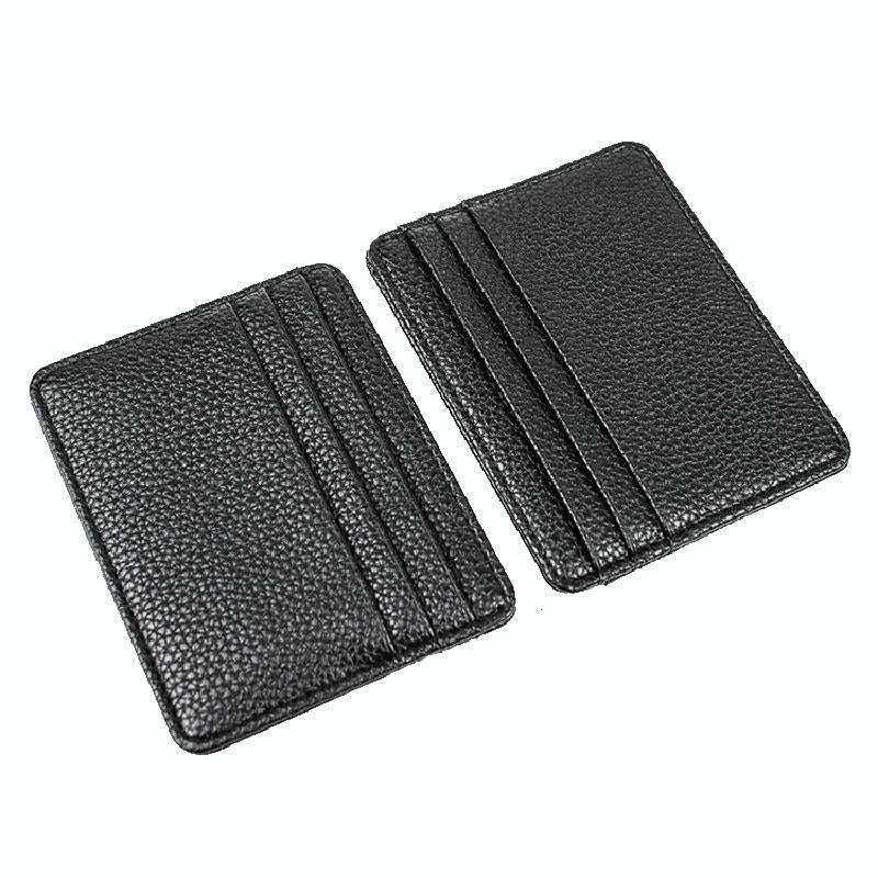Lychee Pattern Mini Card Holder Multi Card Slots Ultra Thin Coin Purse - Beige