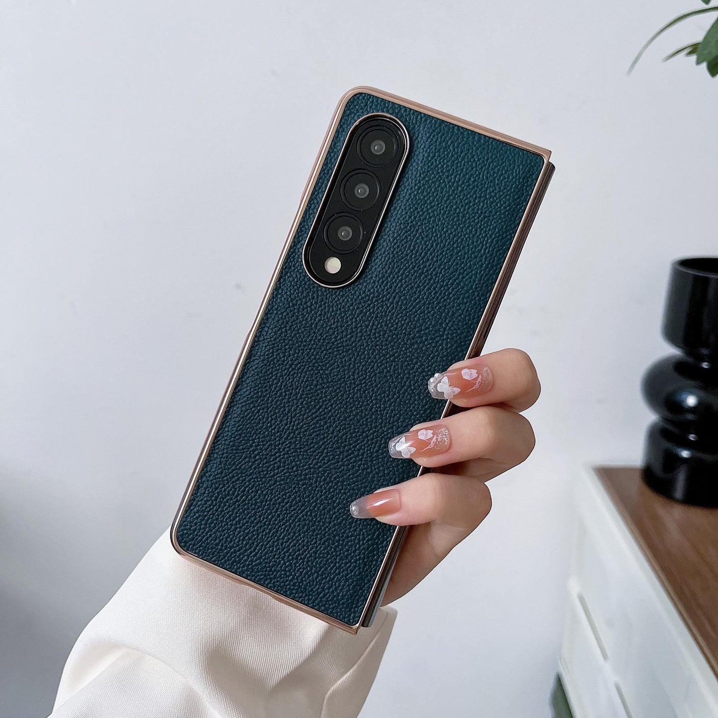 Skyline Series Nano Electroplating Pu Case for Samsung Galaxy z Fold 4 - Sky Blue