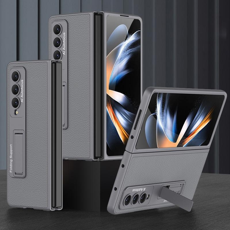 For Samsung Galaxy Z Fold4 5G Leather Case With Stand - Ultra Thin - Gold