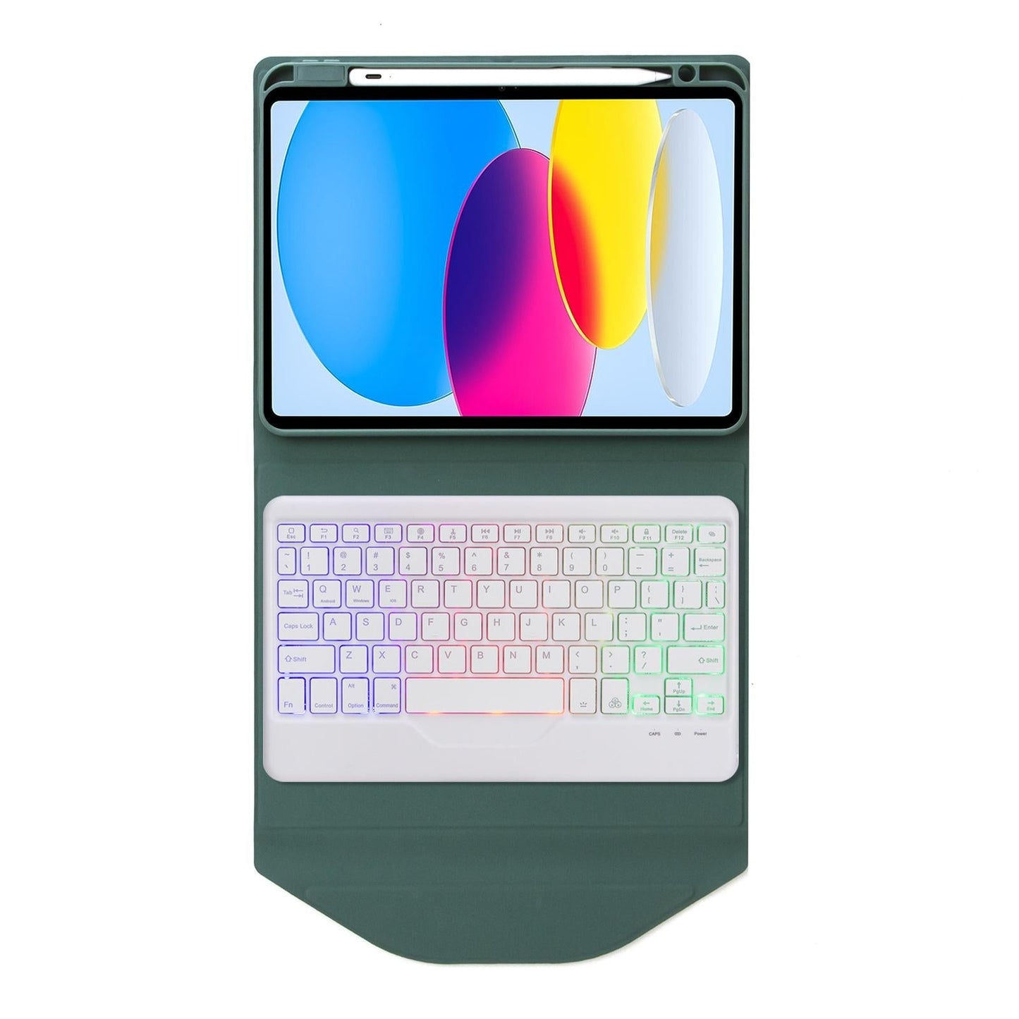 Bluetooth Keyboard Leather Tablet Case With Pen Slot And Backlight - Sky Blue