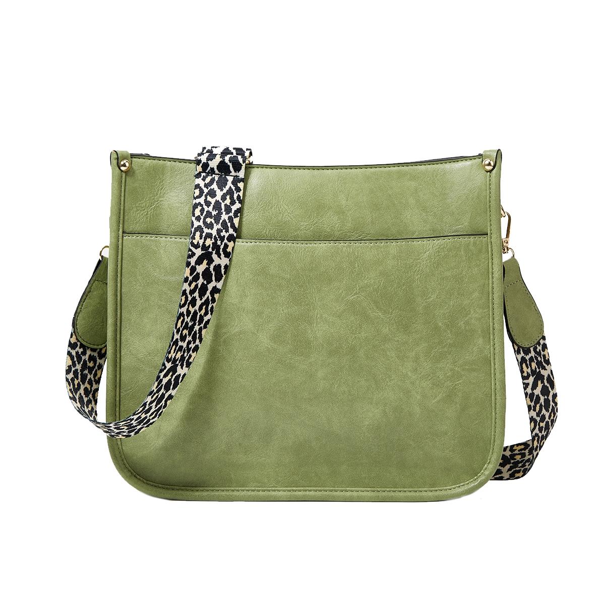 Leopard Print Waterproof Crossbody Tote Bag - Green