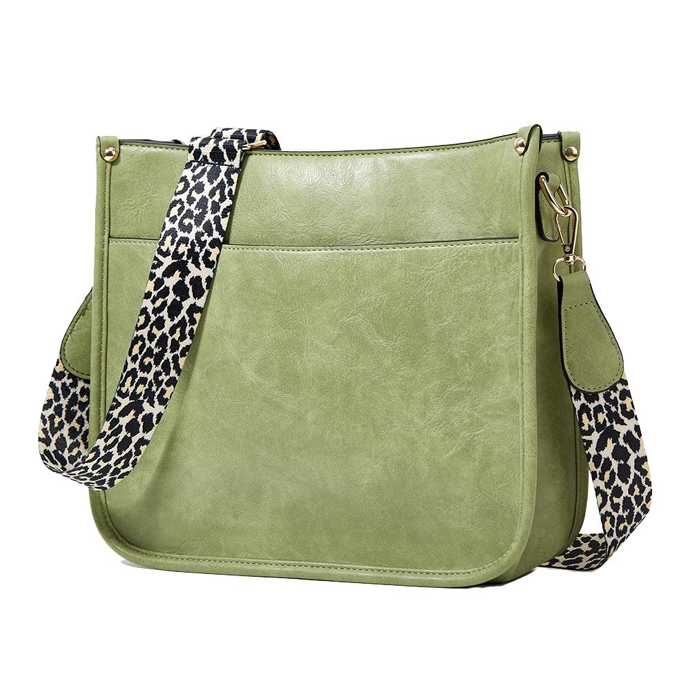Leopard Print Waterproof Crossbody Tote Bag - Green