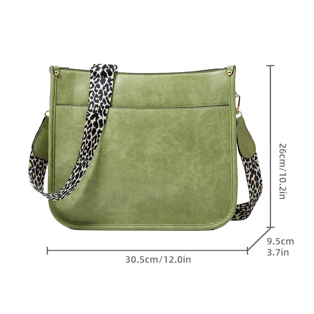 Leopard Print Waterproof Crossbody Tote Bag - Green