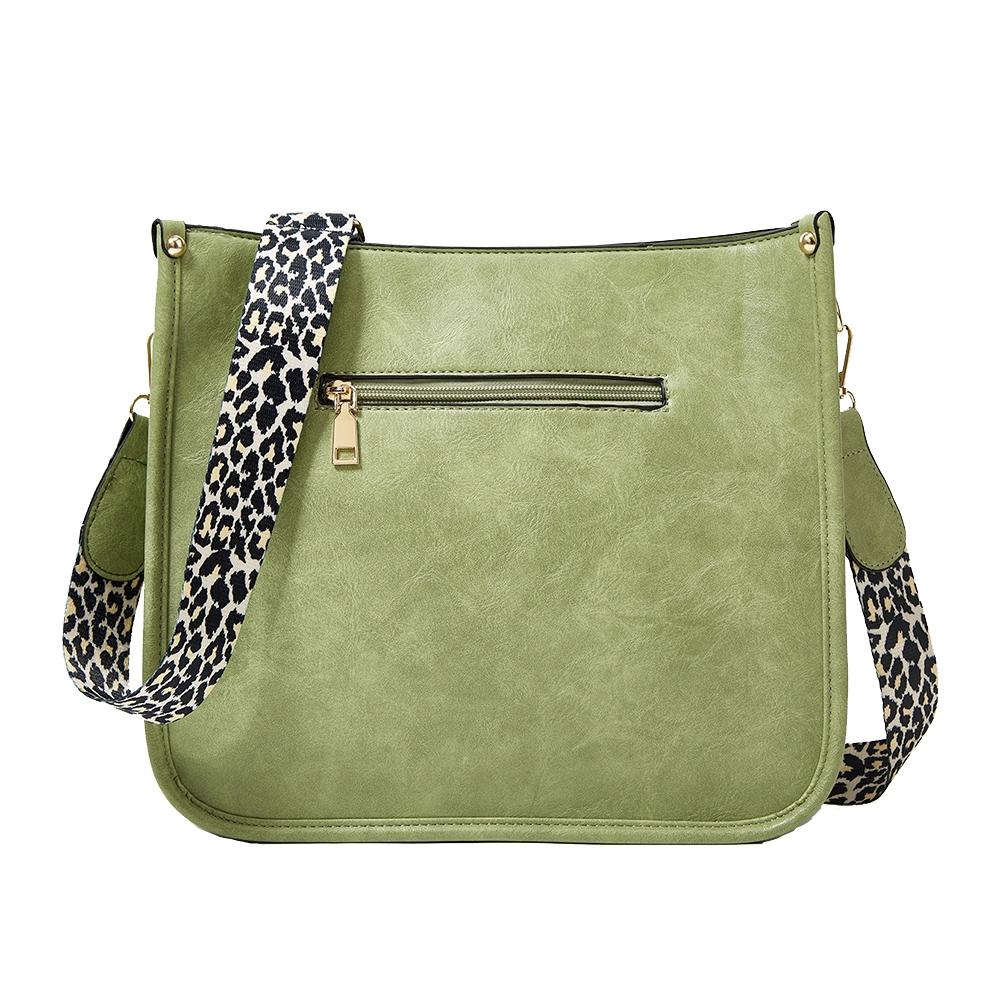 Leopard Print Waterproof Crossbody Tote Bag - Green