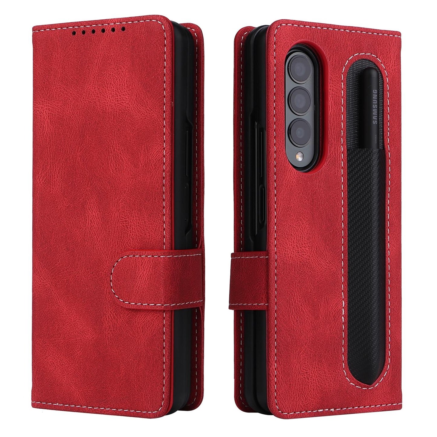Foldable Leather Case for Samsung Galaxy z Fold 4 / 5g - Detachable - Black