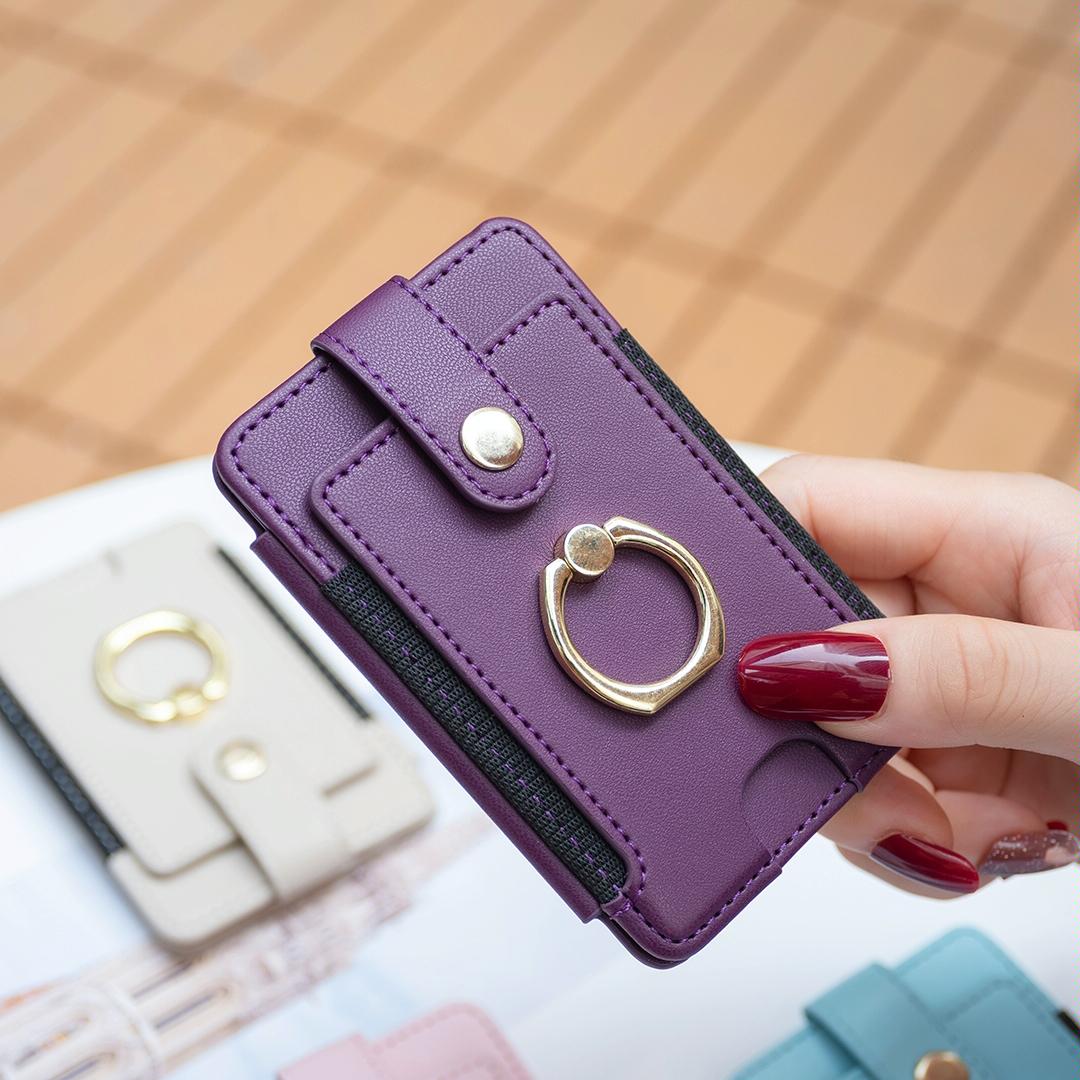 Metal Ring Card Bag Sticker For Mobile Phones - Beige