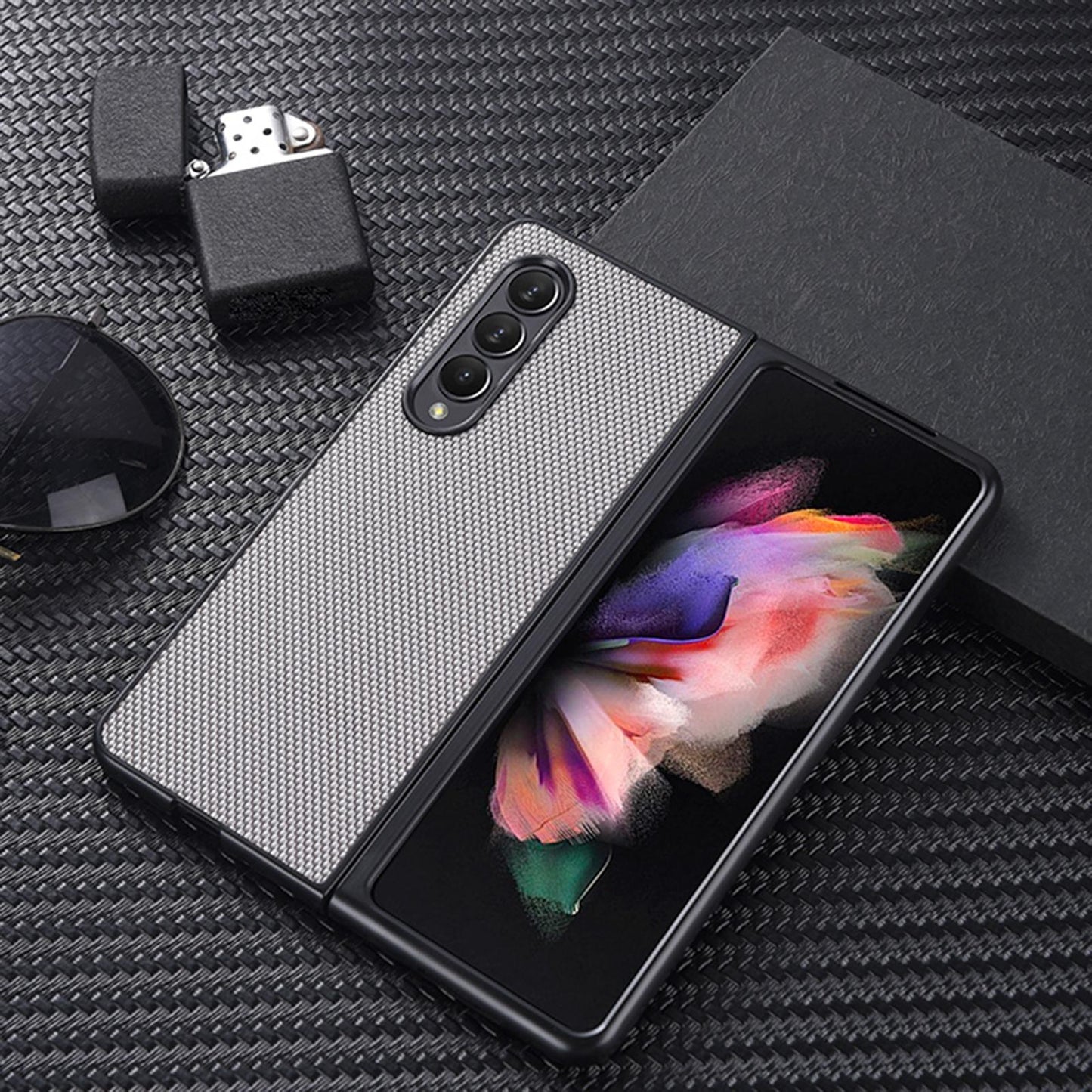 For Samsung Galaxy Z Fold4 5G Shockproof Nylon Phone Case - Black