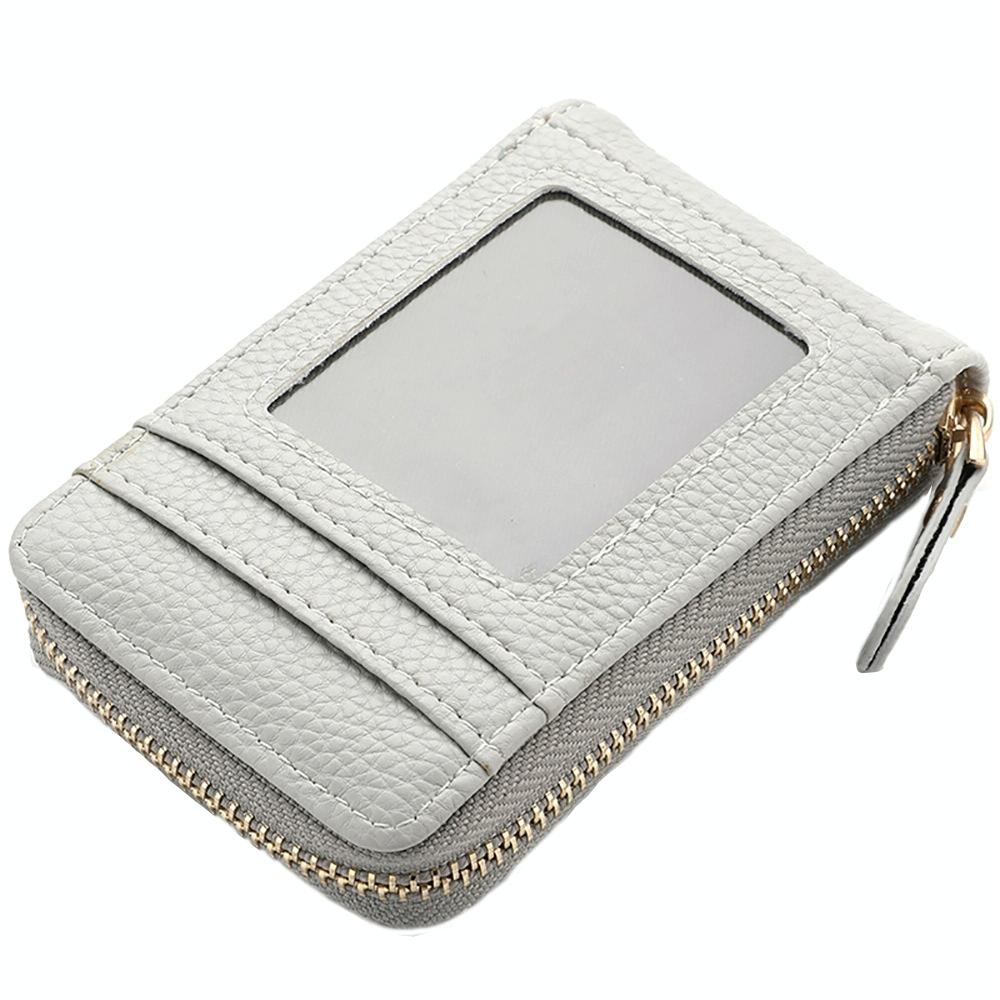 Multi Slot Short Card Holder With Zipper Coin Purse Pu Leather - Pink
