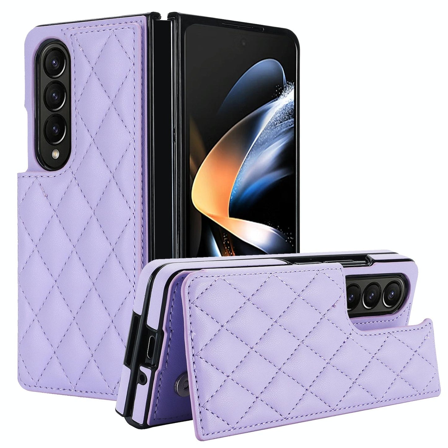 Foldable Full Coverage Double Buckle Pu Phone Case for Samsung Galaxy z Fold 4 - White