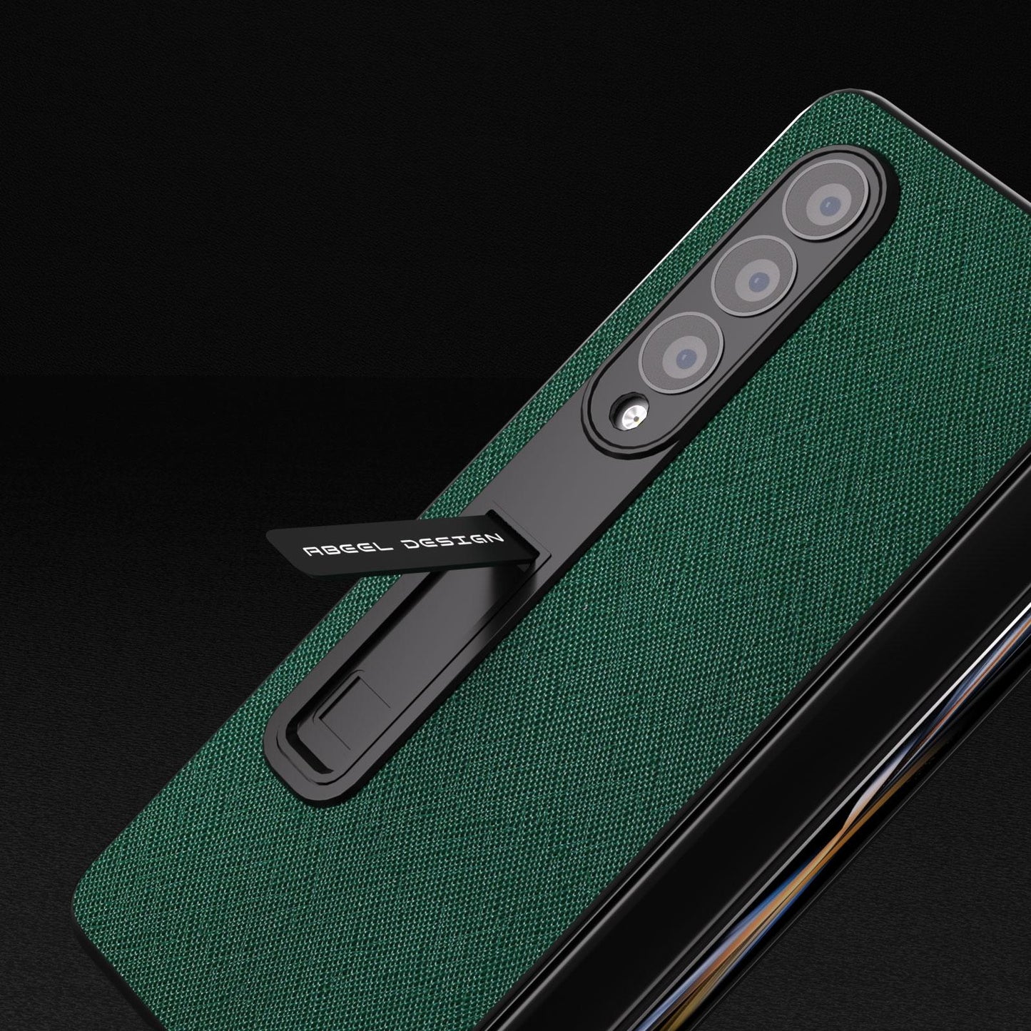Cross Texture Leather Phone Case with Holder for Samsung Galaxy z Fold 4 5g - Blue