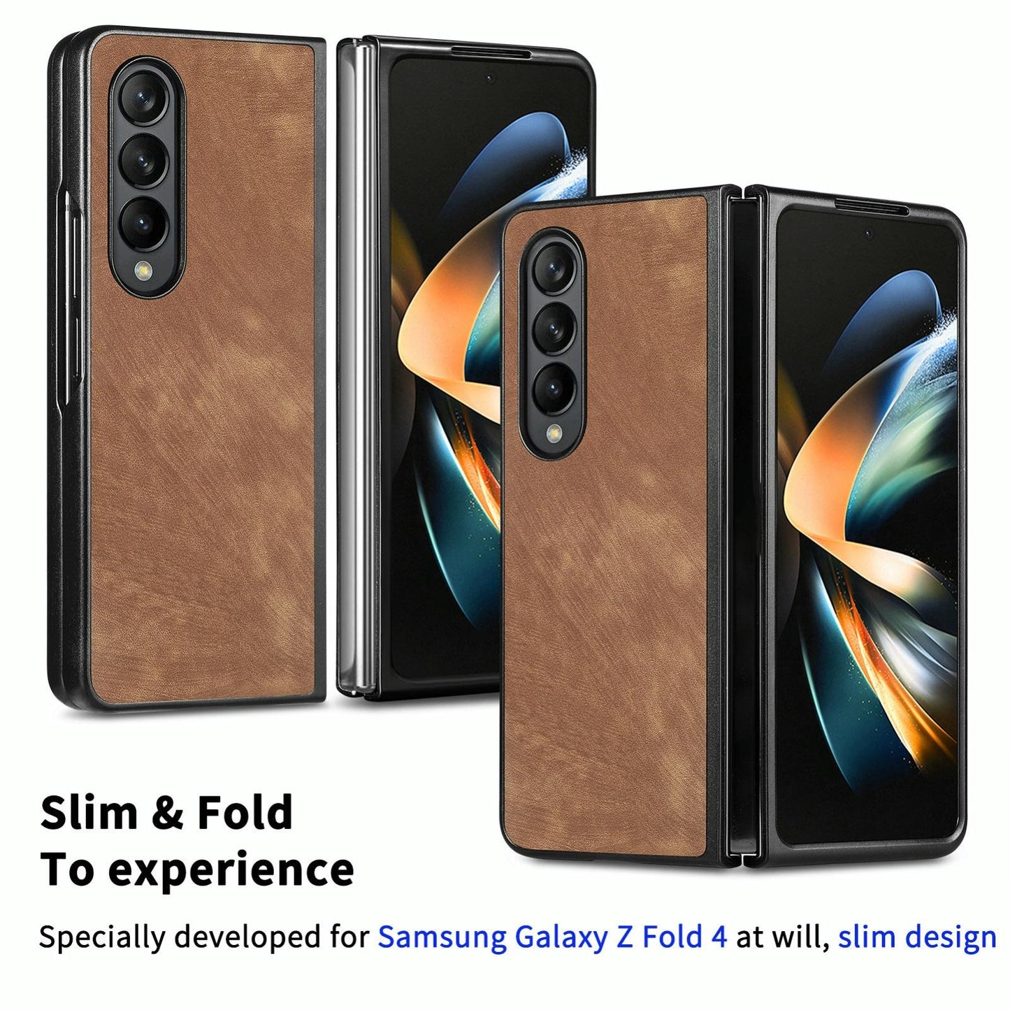 For Samsung Galaxy Z Fold4 5G Pu Back Cover - Solid Colour - Blue