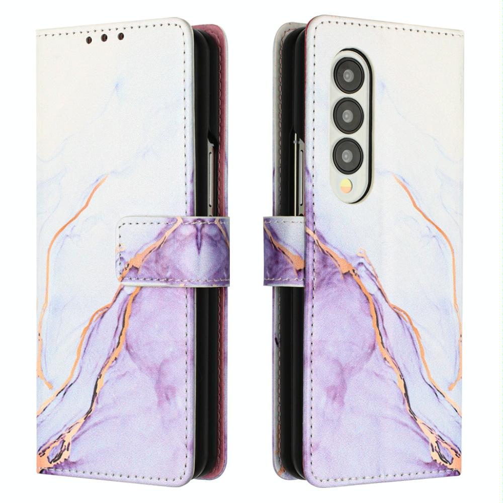 Marble Leather Flip Case for Samsung Galaxy z Fold 4 - Rose Gold Ls005