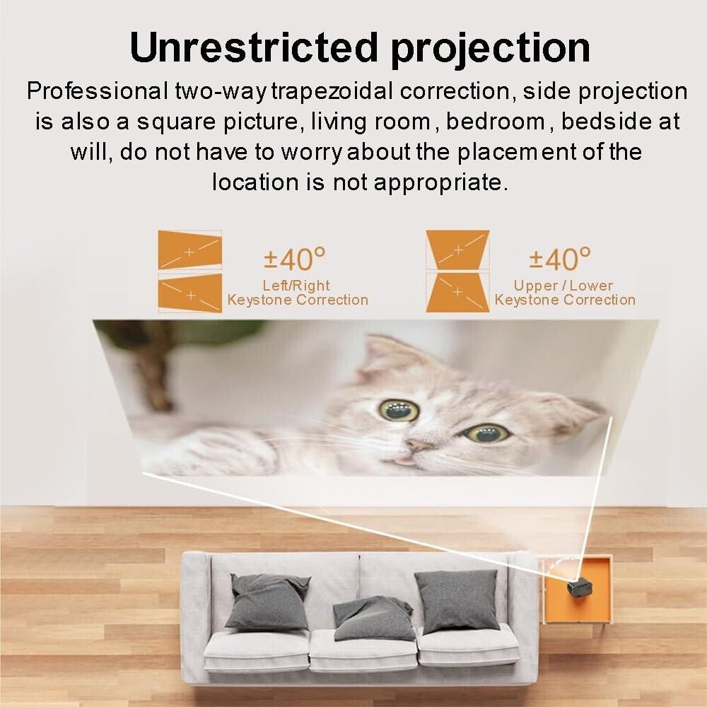 Compact Smart Home Theater Projector - Portable - Same Screen Version For Mobile Phone