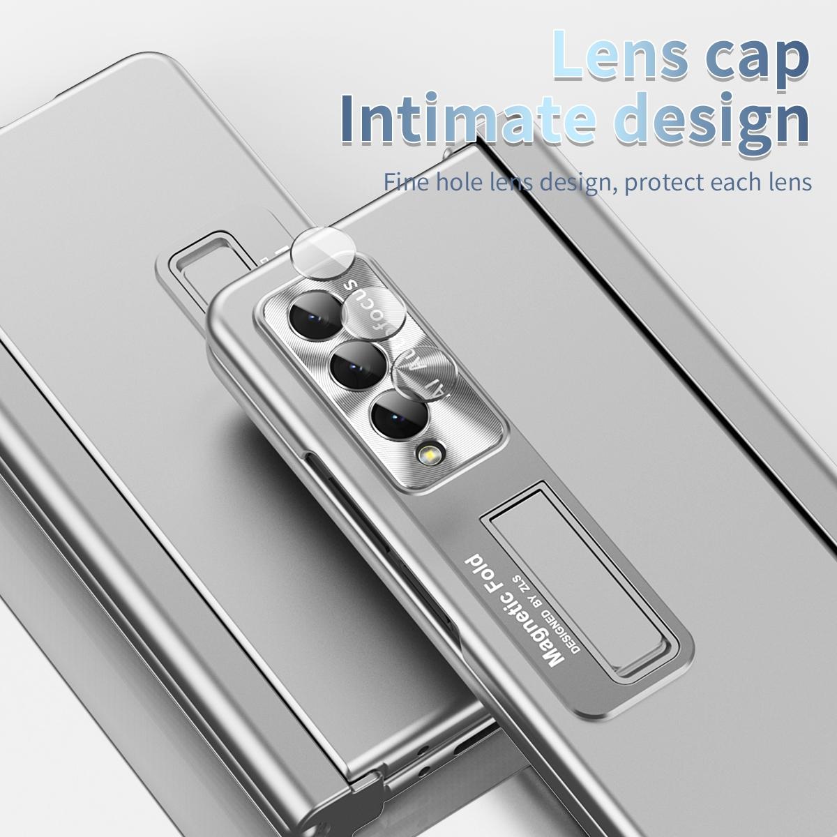 Foldable Phone Case with Pen Slot for Samsung Galaxy z Fold 4 - Electroplated - Blue