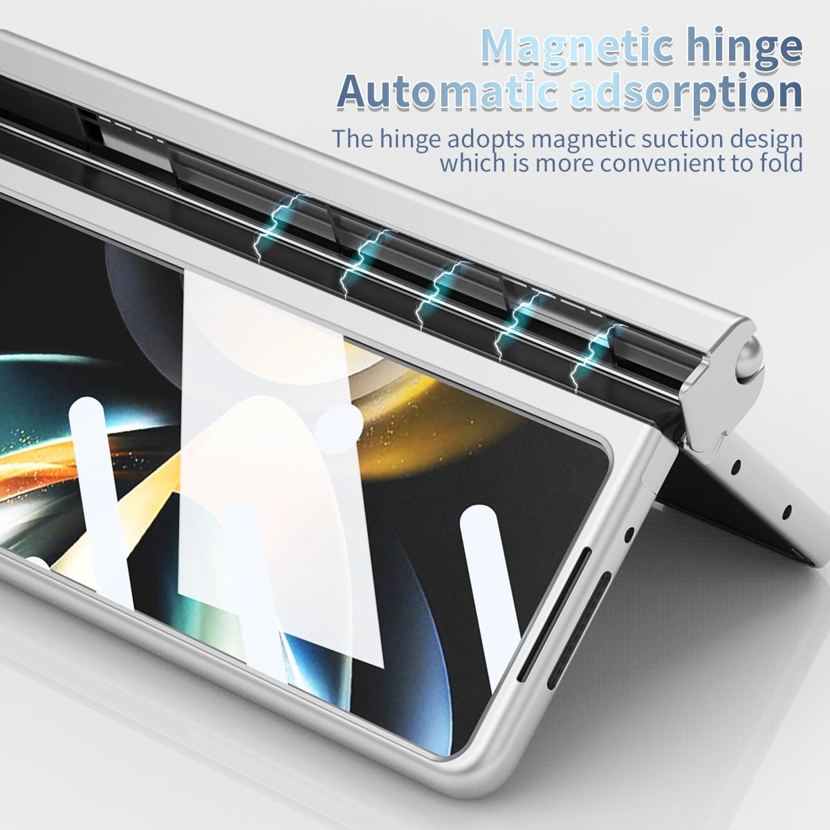 Foldable Phone Case with Pen Slot for Samsung Galaxy z Fold 4 - Electroplated - Blue