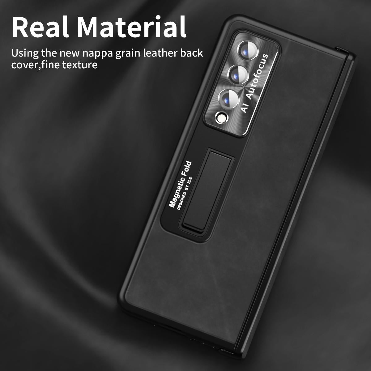 For Samsung Galaxy Z Fold4 5G Napa Texture All-In-One Phone Case - Yellow
