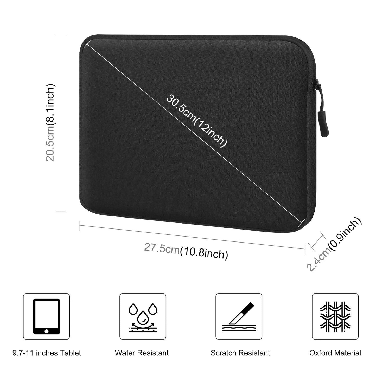 11 Tablet Sleeve Briefcase for 9.7-11.0 Tablets - Zipper Closure - Dark Blue