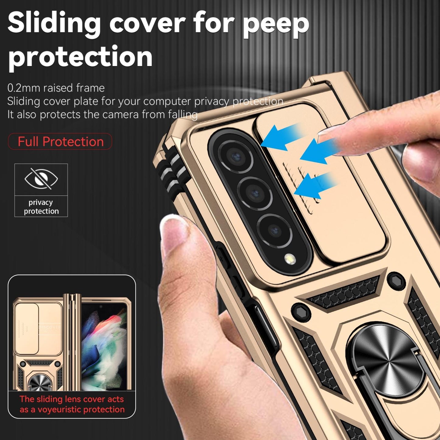 For Samsung Galaxy Z Fold4 5G Secure Sliding Case - Blue