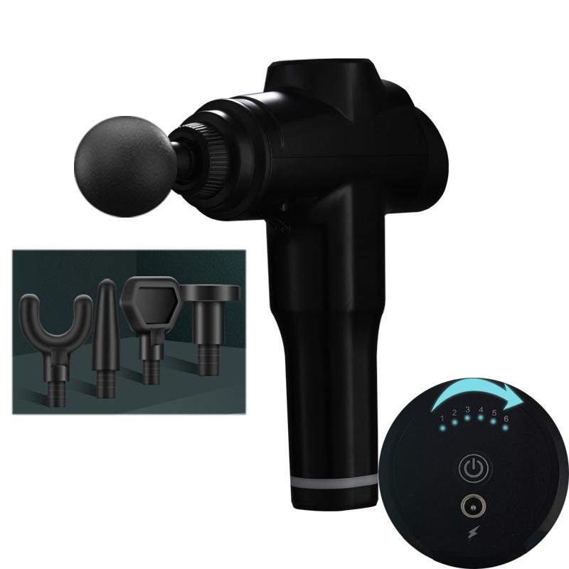 Portable Fascia Massage Gun For Muscle Relaxation - 6 Gears Black