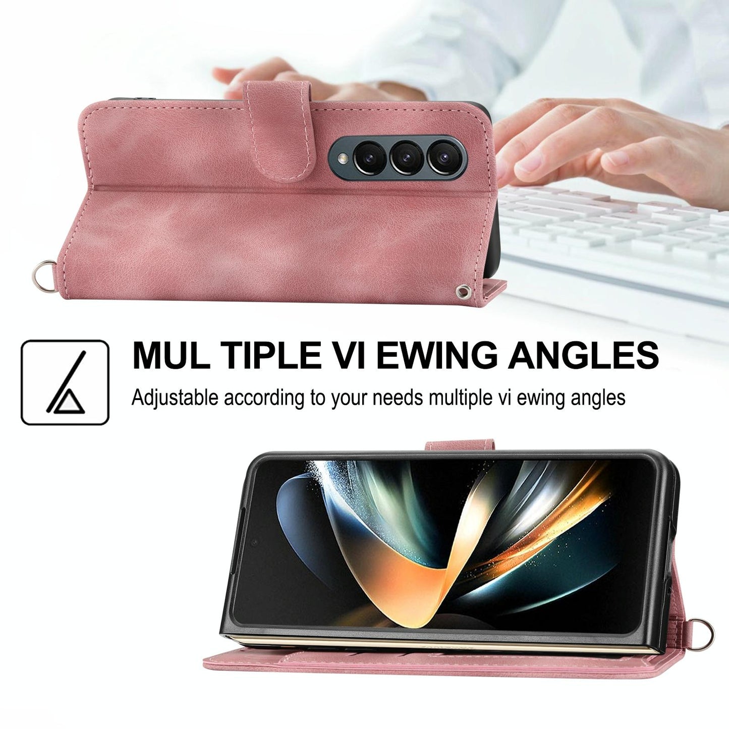 Floral Leather Phone Wallet for Samsung Galaxy z Fold 4 - Embossed - Wine Red