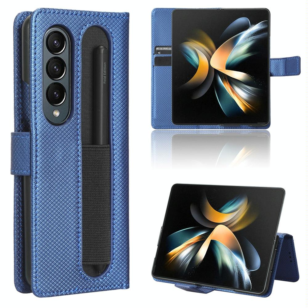 For Samsung Galaxy Z Fold4 5G Textured Leather Phone Case - Brown