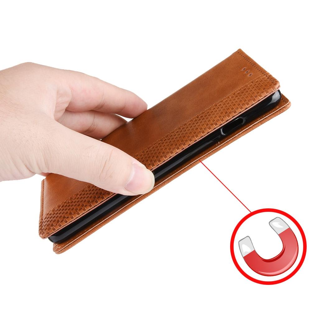 Vintage Leather Phone Case for Samsung Galaxy z Fold 4 5g with Magnetic Buckle - Brown