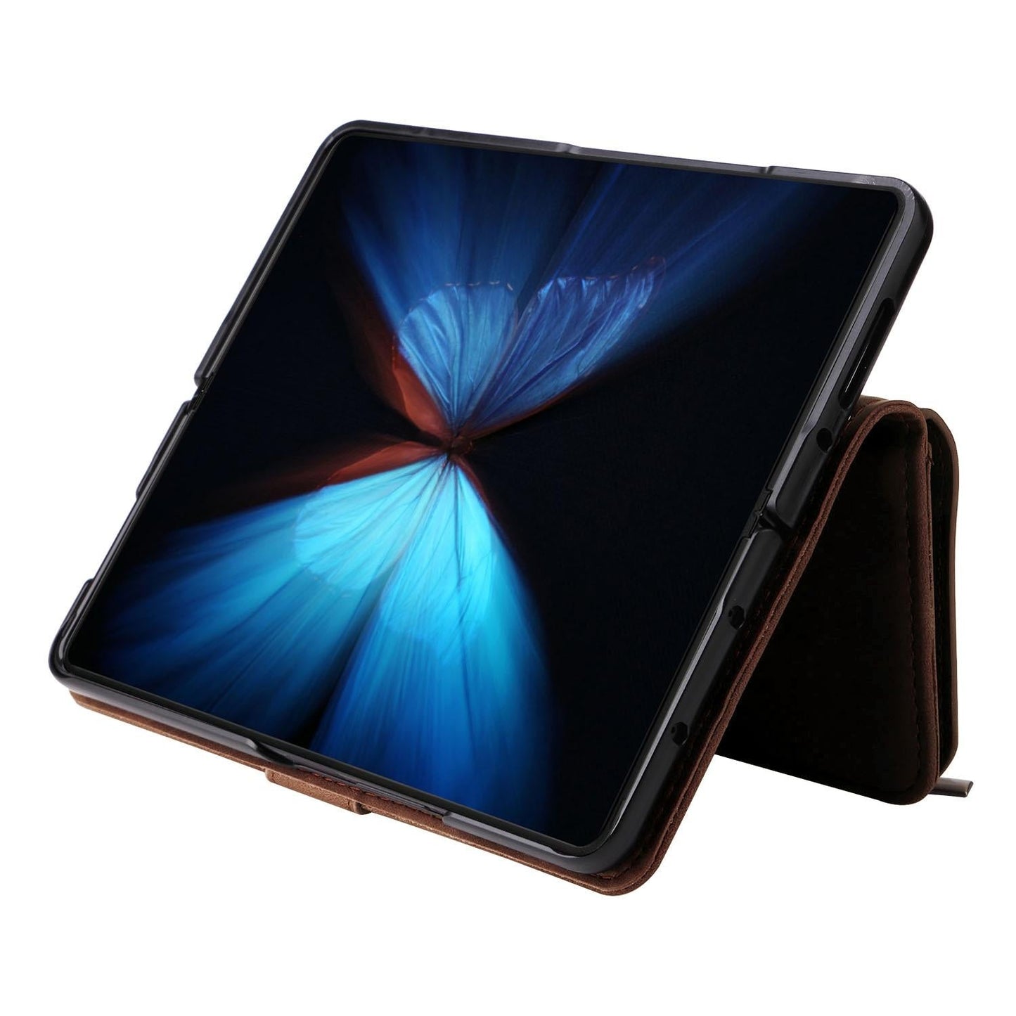 Frosted Leather Zip Wallet for Samsung Galaxy z Fold 4 - Compact and Stylish - Brown