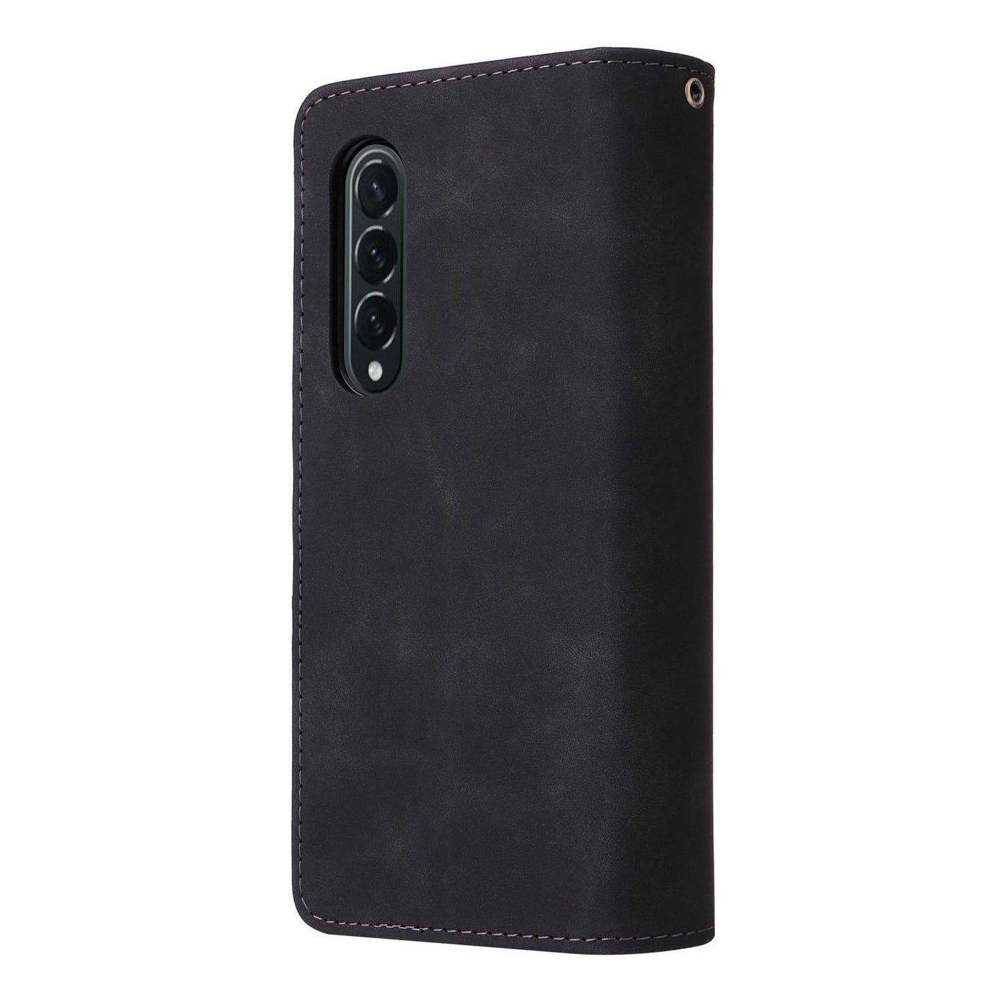 Frosted Leather Zip Wallet for Samsung Galaxy z Fold 4 - Compact and Stylish - Brown