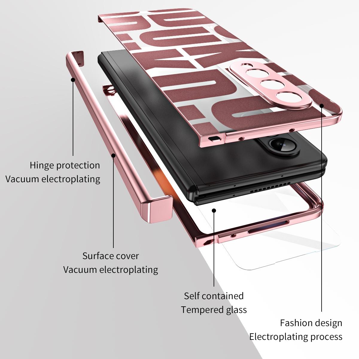 Foldable Electroplated Phone Case for Samsung Galaxy z Fold 4 5g with Hinge - Black