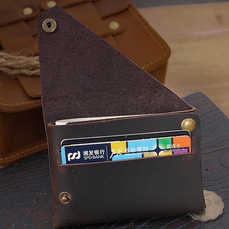 Leather Card Holder For Bank Cards Black - Dark Brown