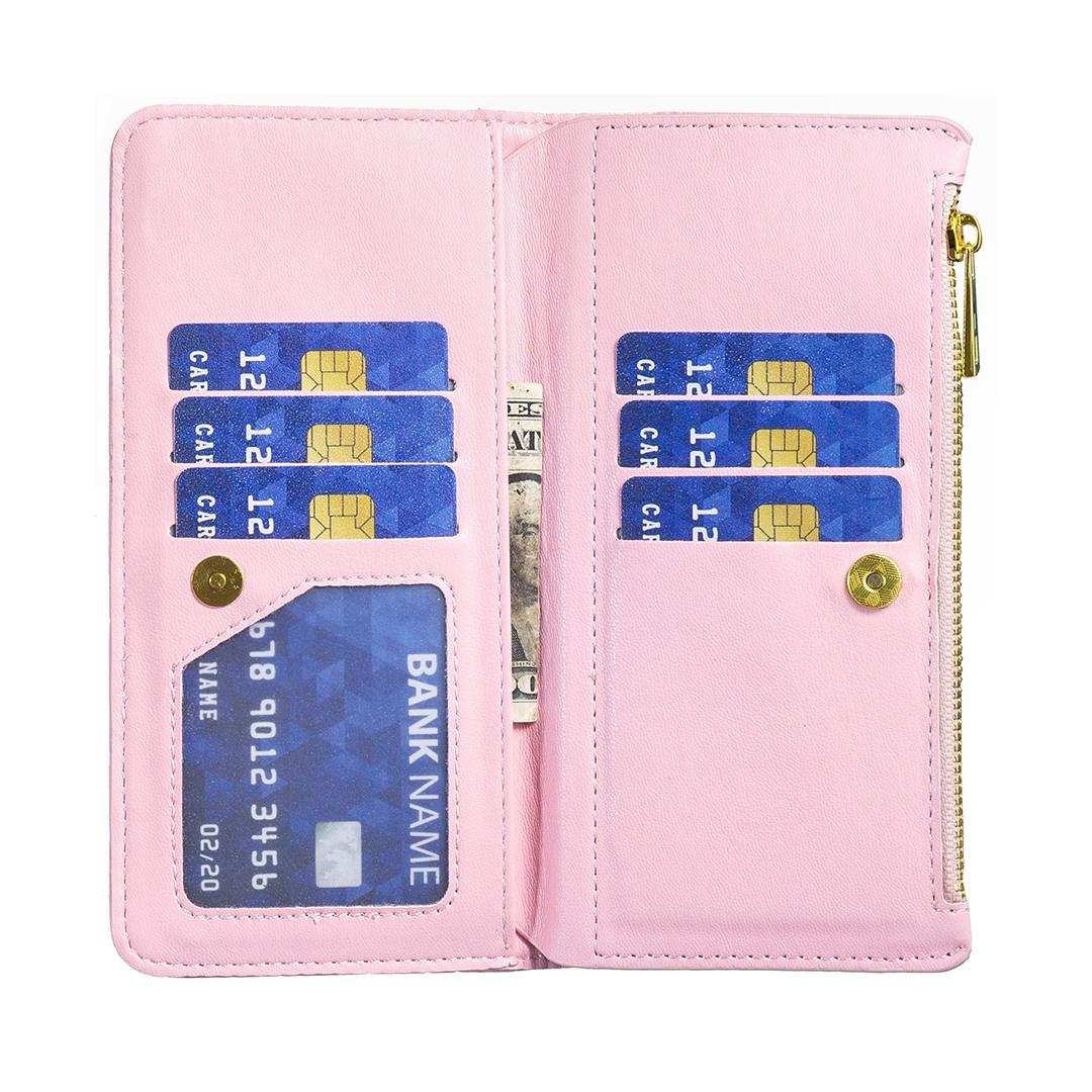 For Samsung Galaxy Z Fold4 5G Leather Zip Wallet - Diamond Lattice Design - White