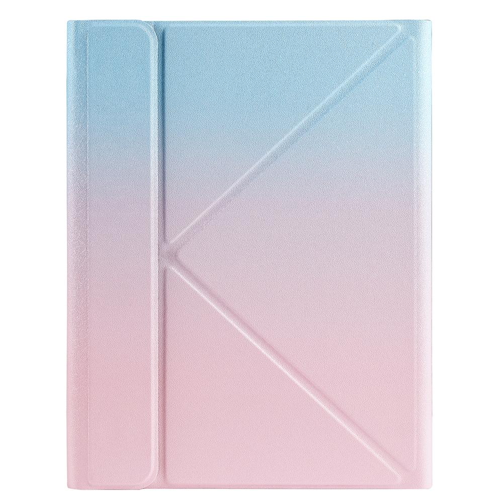 Bluetooth Keyboard Leather Case For Ipad 9.7 - Triangle Holder & Pen Slot - Gradient Blue Pink