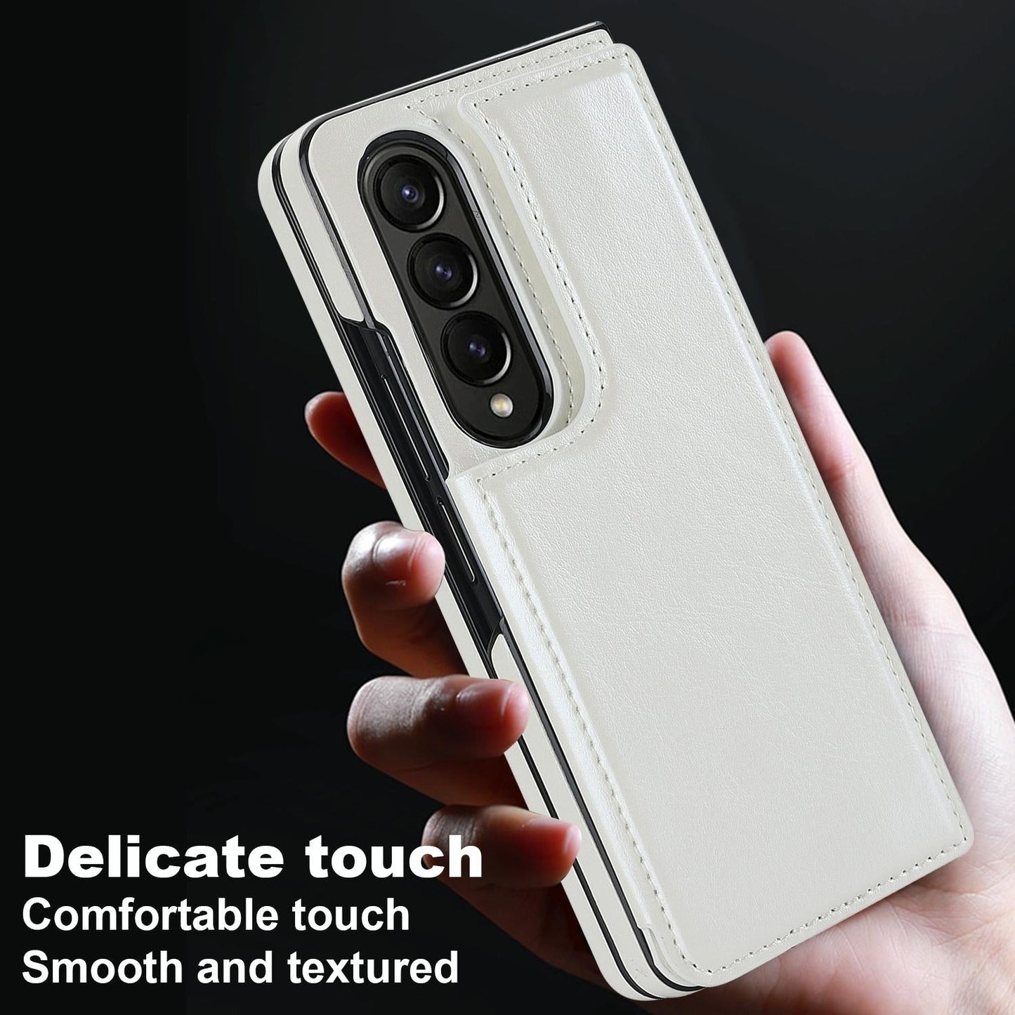 For Samsung Galaxy z Fold4 5G Foldable Phone Case with Double Buckle Card Slot - Purple