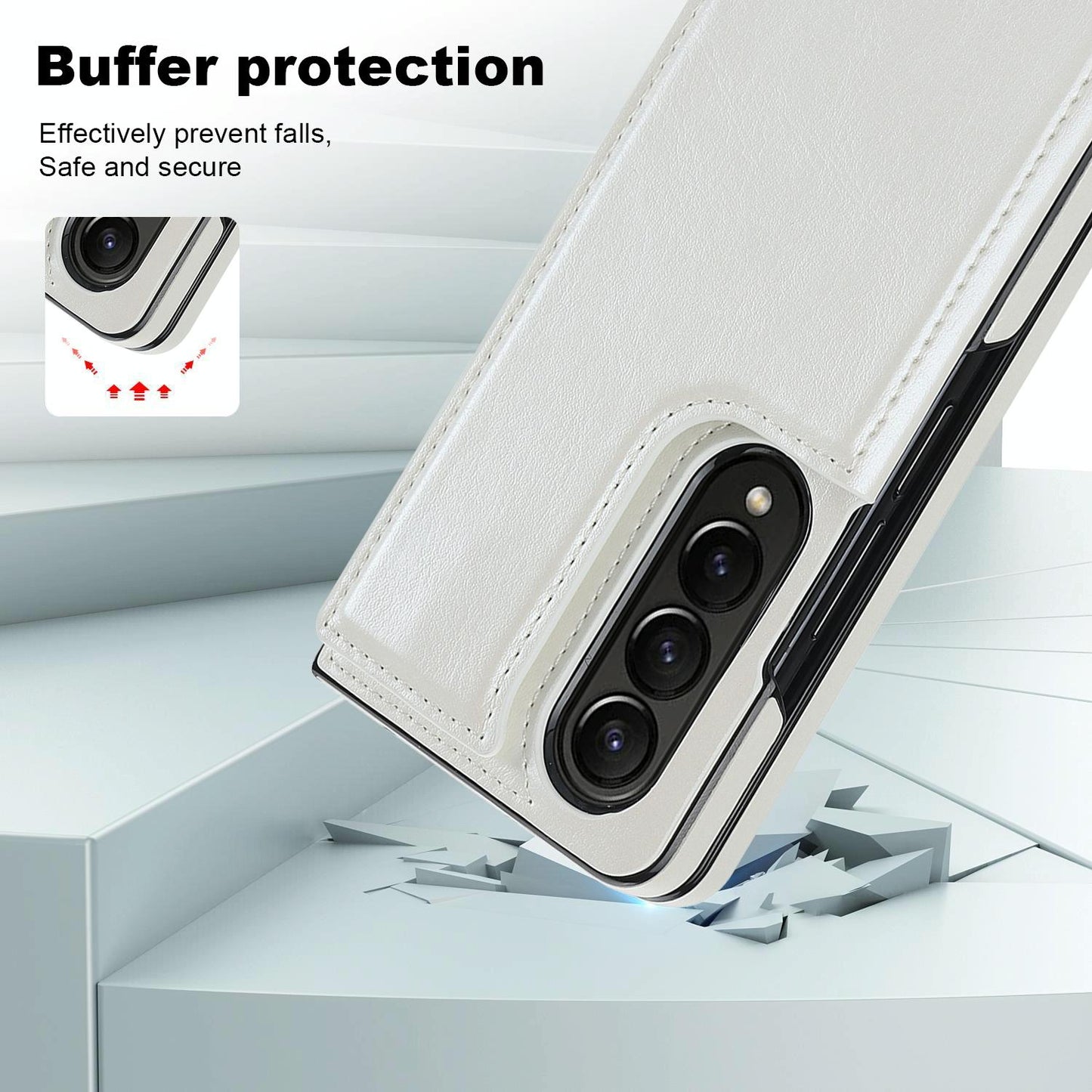 For Samsung Galaxy z Fold4 5G Foldable Phone Case with Double Buckle Card Slot - Purple