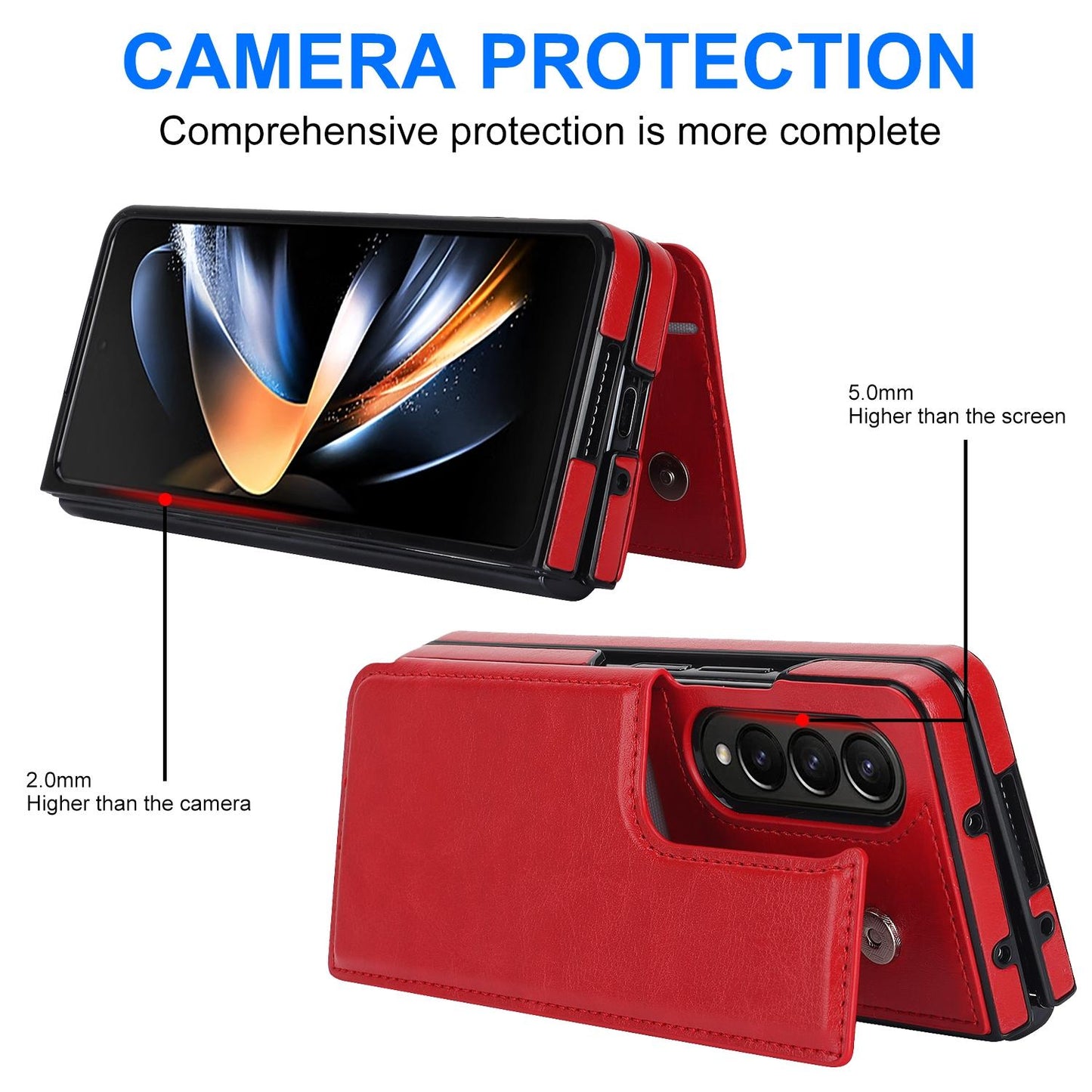 For Samsung Galaxy z Fold4 5G Foldable Phone Case with Double Buckle Card Slot - Purple