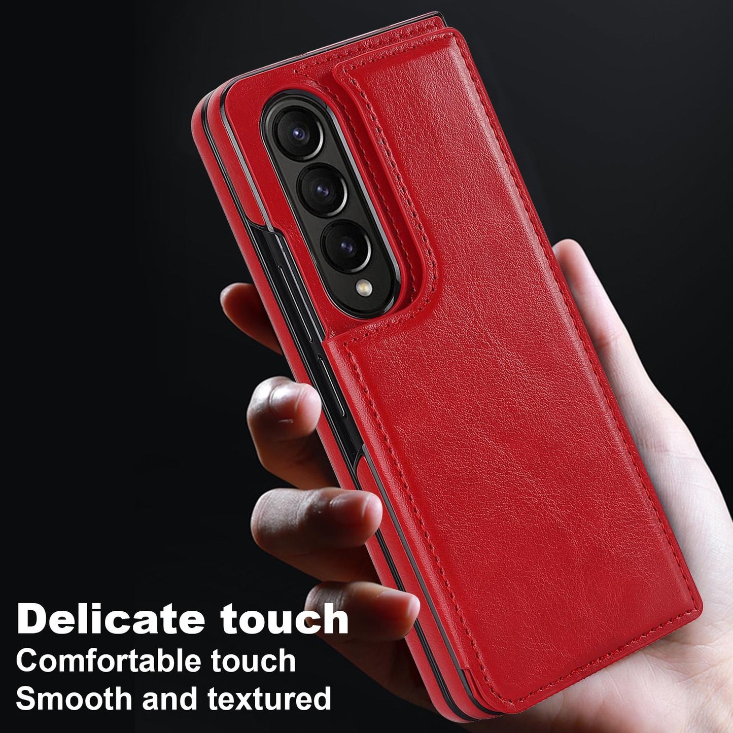 For Samsung Galaxy z Fold4 5G Foldable Phone Case with Double Buckle Card Slot - Purple