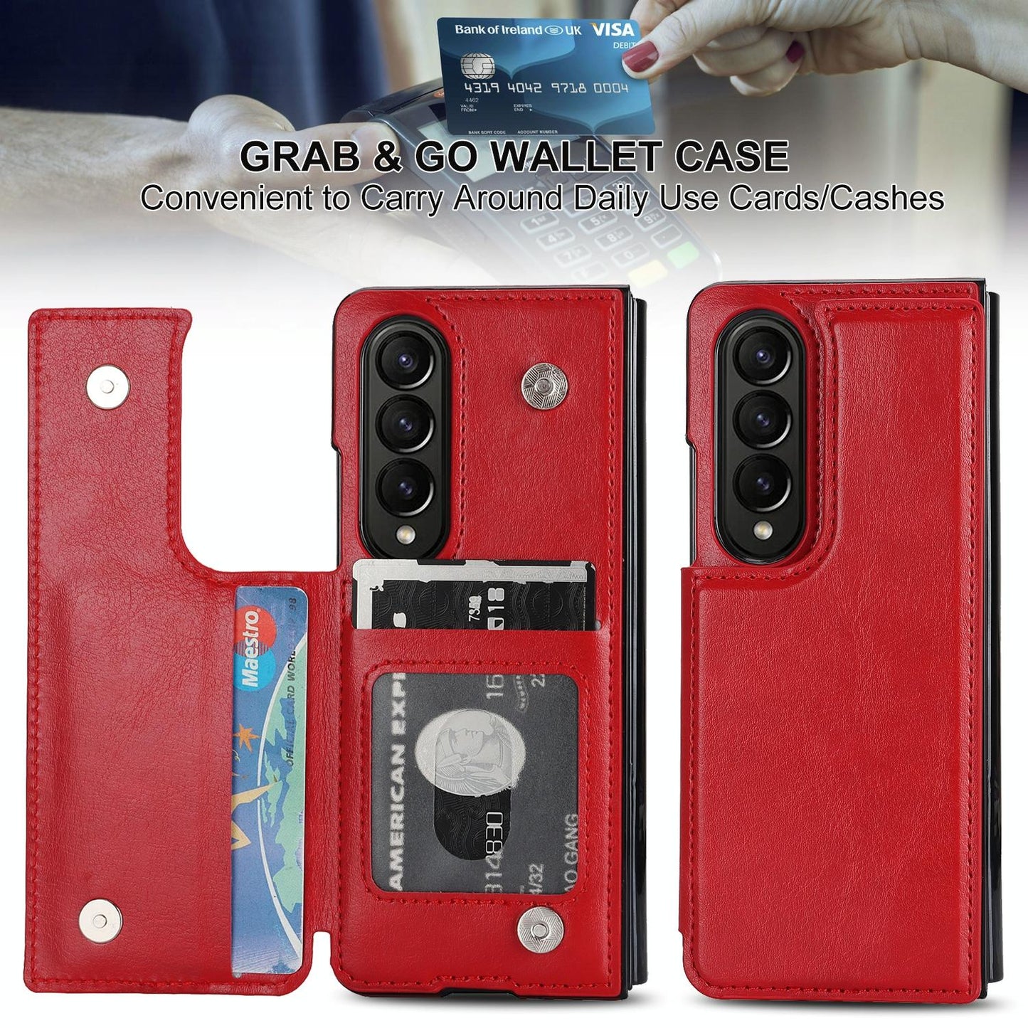 Full Coverage Double Buckle Phone Case for Samsung Galaxy z Fold 4 - Purple